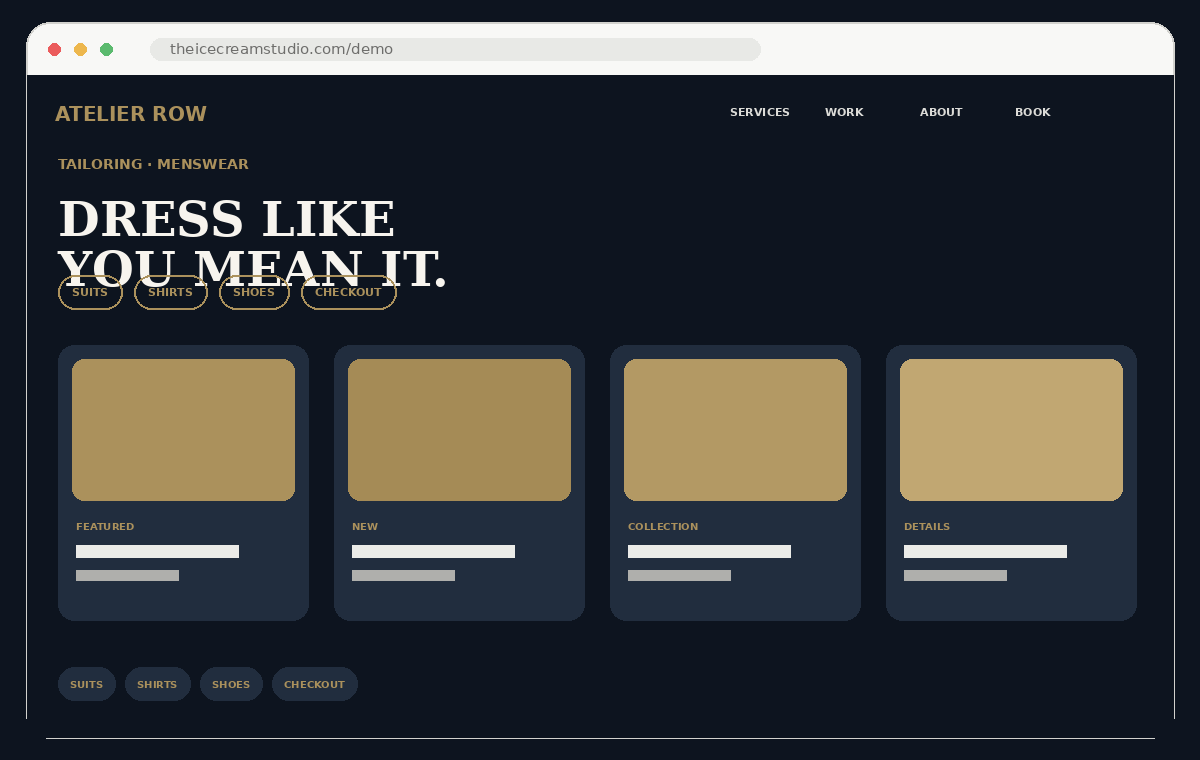 Atelier Row menswear website preview