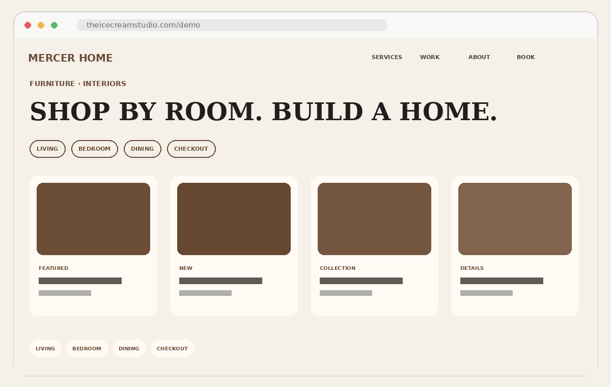 Mercer Home furniture website preview