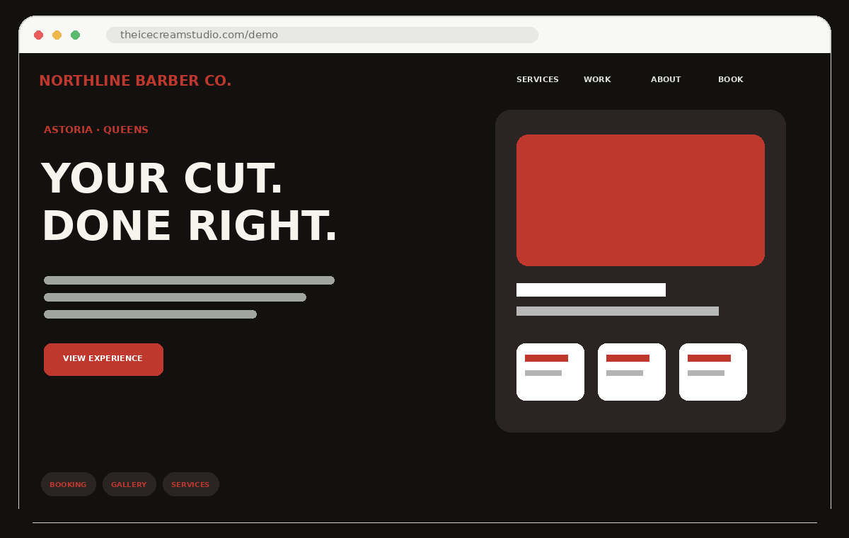 Northline Barber Co. website preview